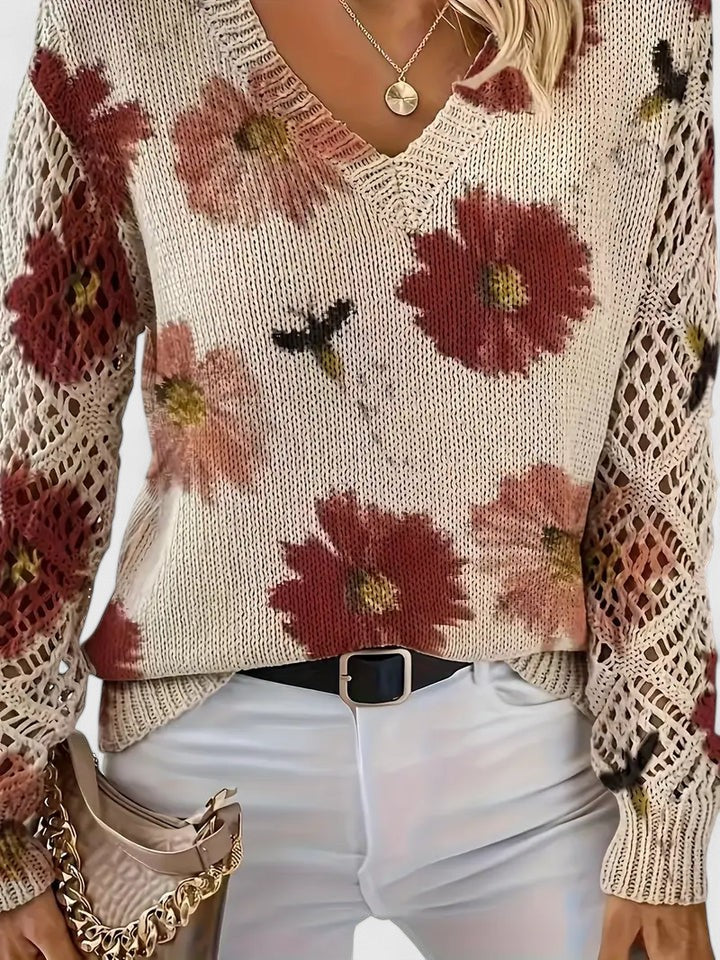 Aurélie - Eleganter Pullover mit Blumenmuster