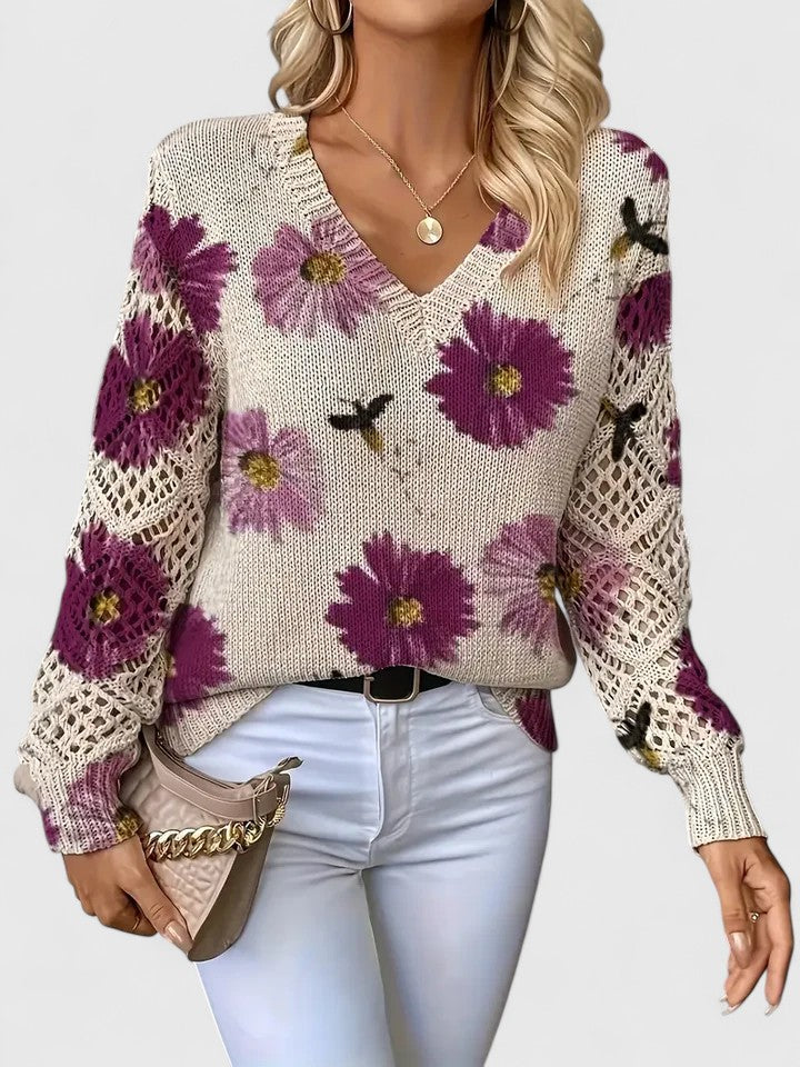 Aurélie - Eleganter Pullover mit Blumenmuster