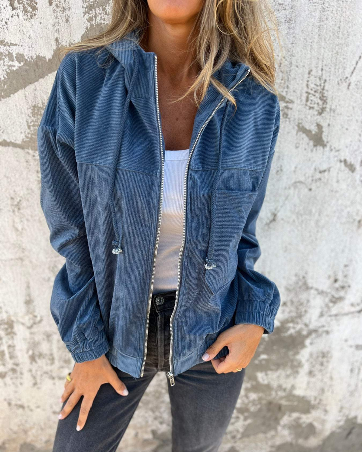 Ella - Corduroy Kapuzenjacke mit Reissverschluss