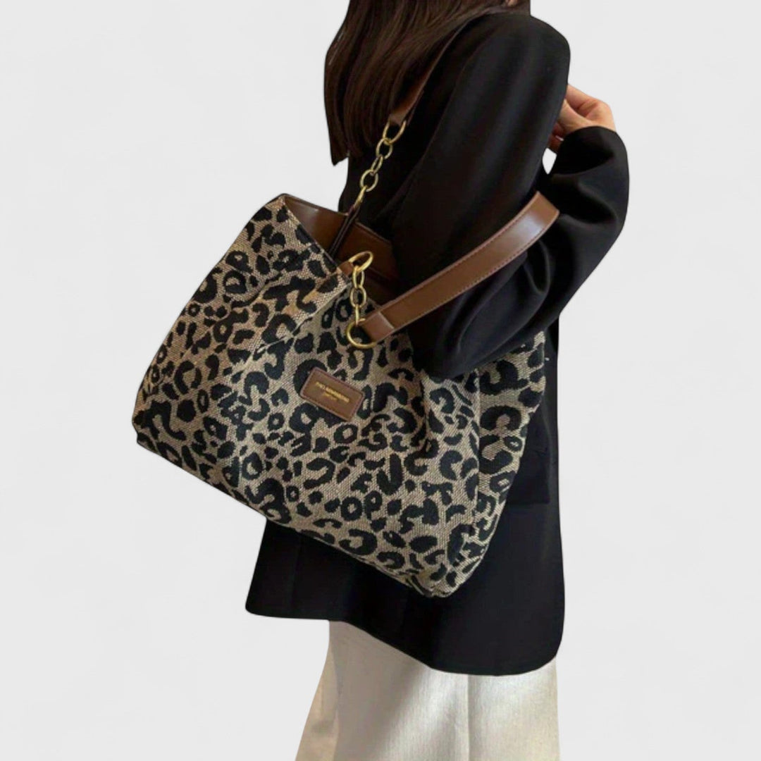 Naria - Elegante Leopard-Canvas-Shopper-Tasche