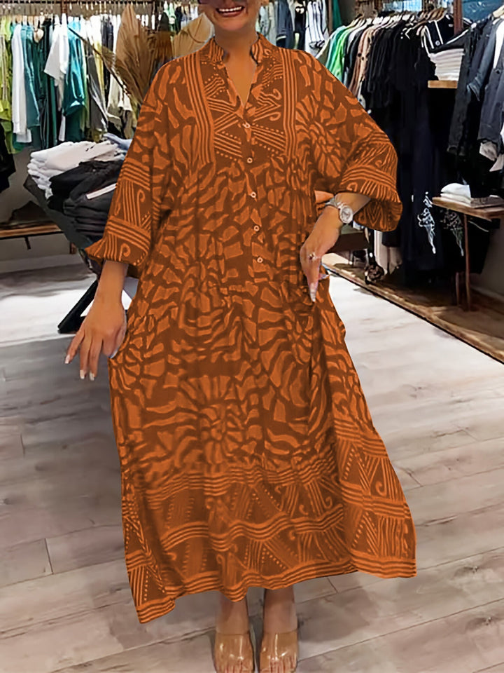 Caroline - V-Ausschnitt Kleid mit Print