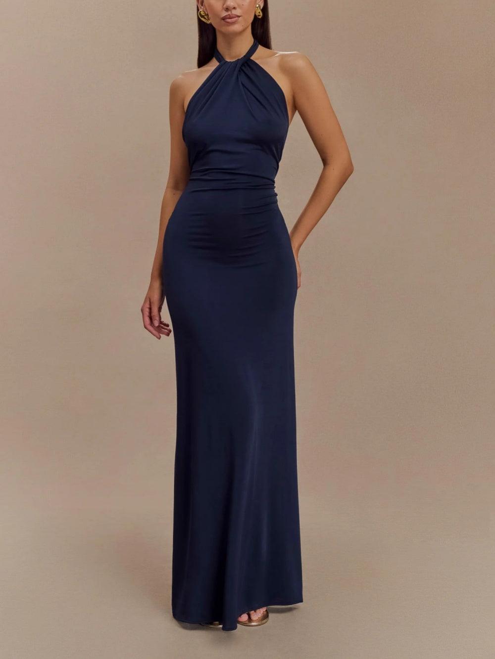 Melanie - Kurviges Seidenkleid mit Halfter