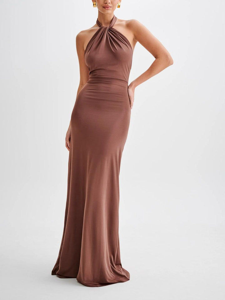 Melanie - Kurviges Seidenkleid mit Halfter