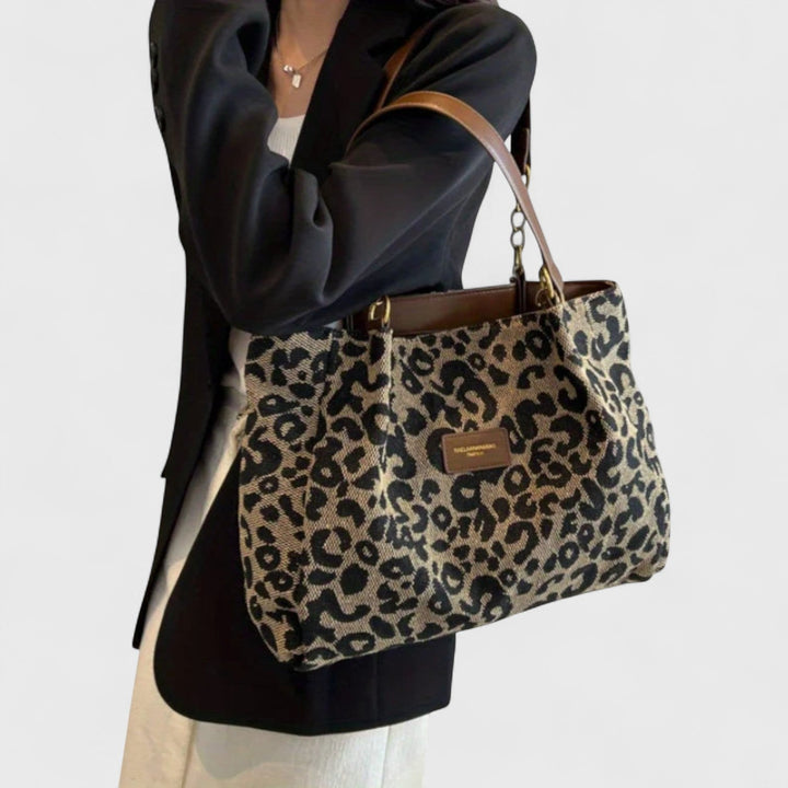 Naria - Elegante Leopard-Canvas-Shopper-Tasche