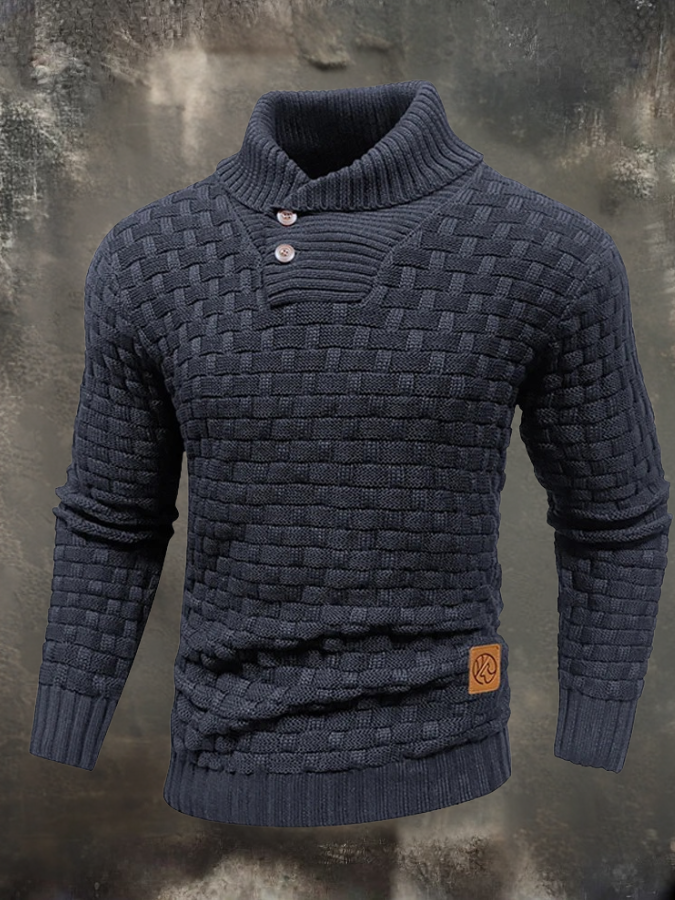 Elio - Strukturpullover mit hohem Kragen