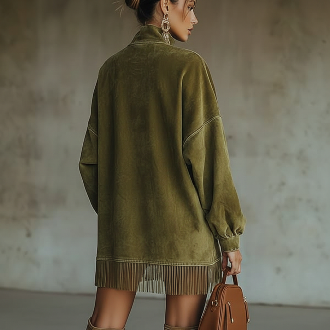 Muriel - Mini-Kleid mit langen Ärmeln und Fransen