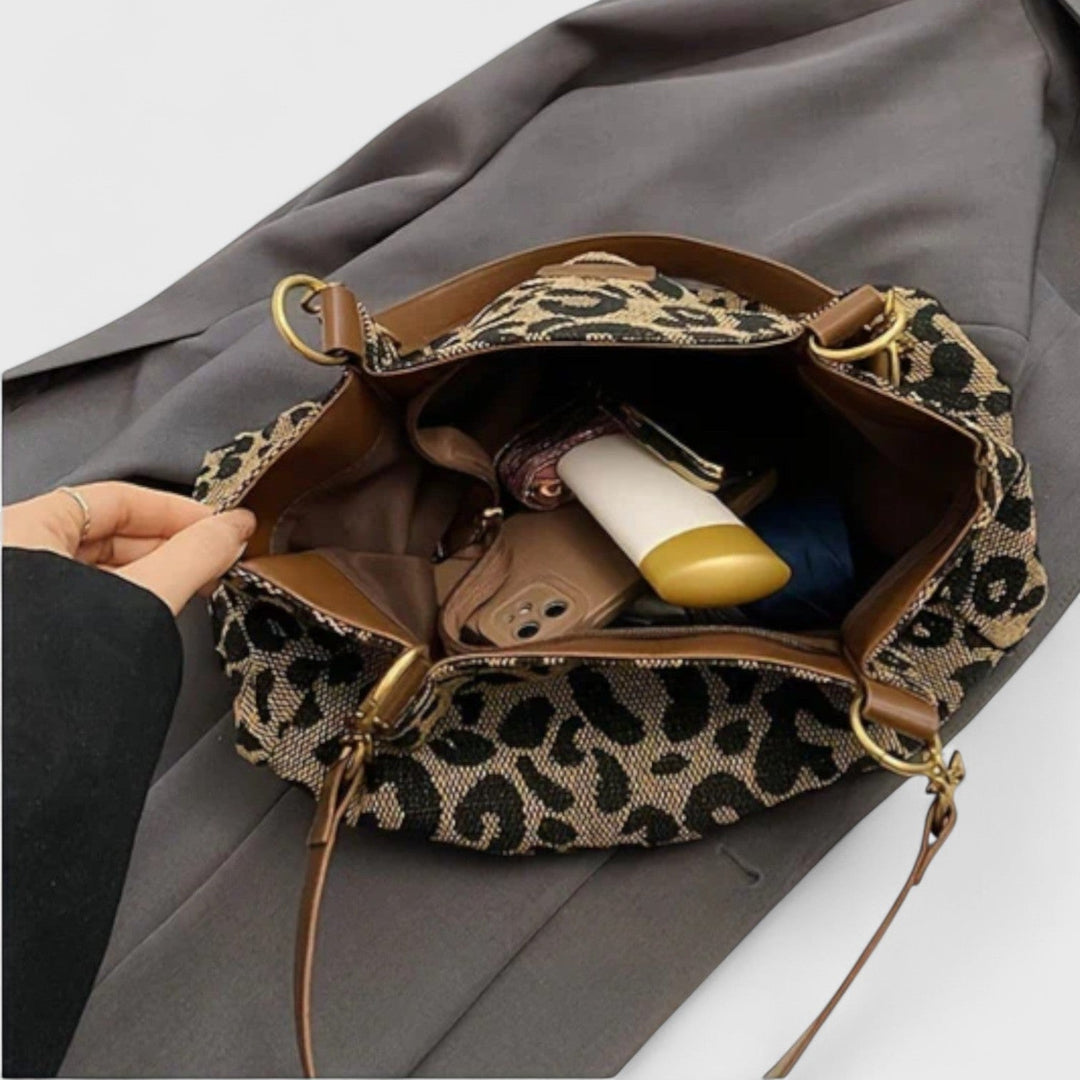 Naria - Elegante Leopard-Canvas-Shopper-Tasche