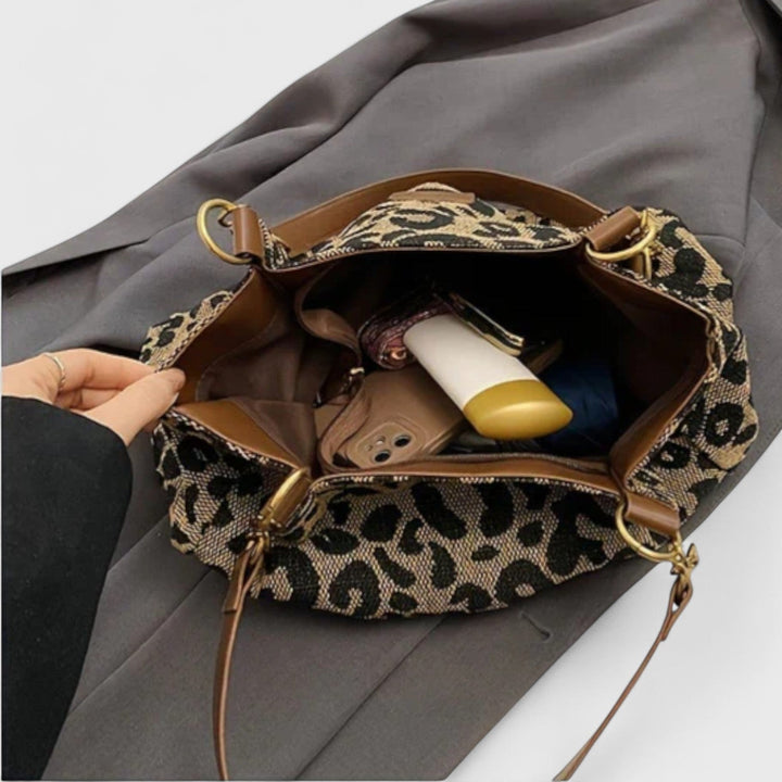 Naria - Elegante Leopard-Canvas-Shopper-Tasche