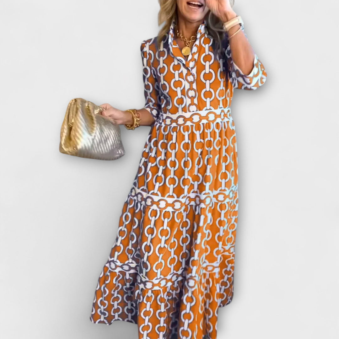 URSULA - Midi-Kleid mit Kettenmuster