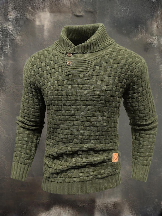 Elio - Strukturpullover mit hohem Kragen