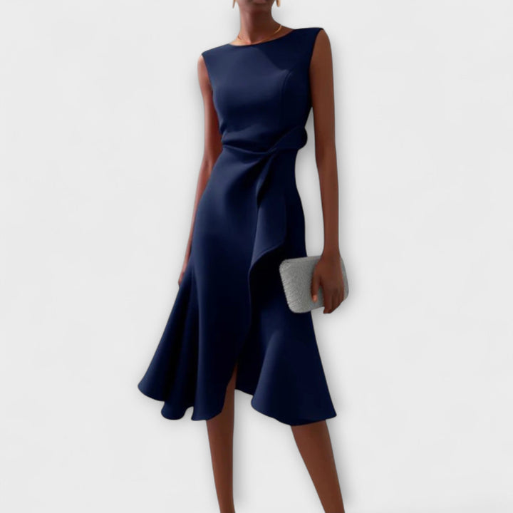 Juliette – Asymmetrisches Midi-Kleid mit Drapierung