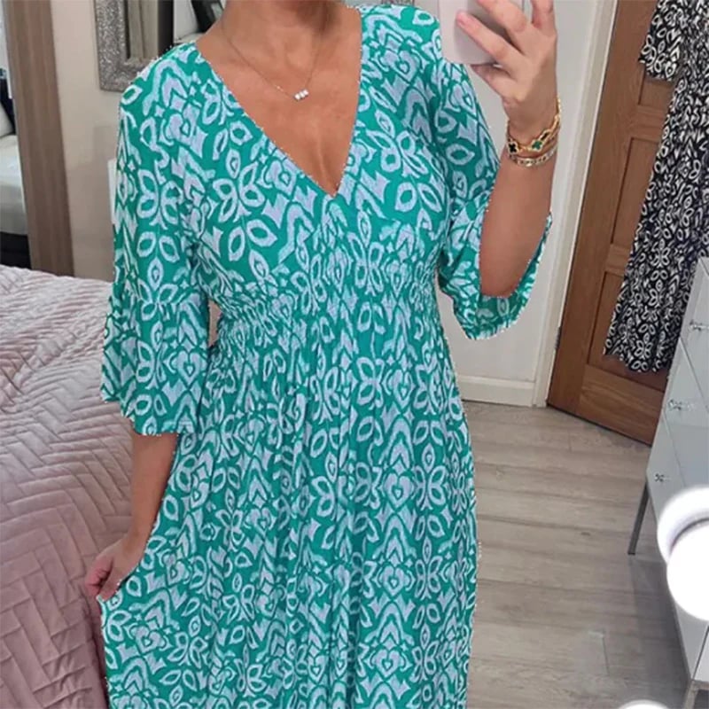 EMILIA - Geblümtes Kleid mit V-Ausschnitt