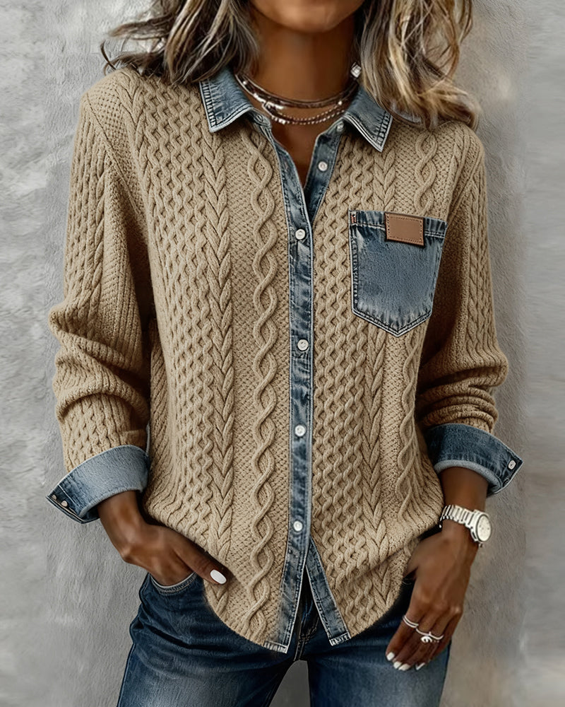 Juliane - Gestrickter Denim-Pullover
