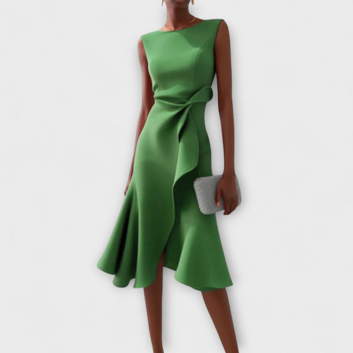Juliette – Asymmetrisches Midi-Kleid mit Drapierung