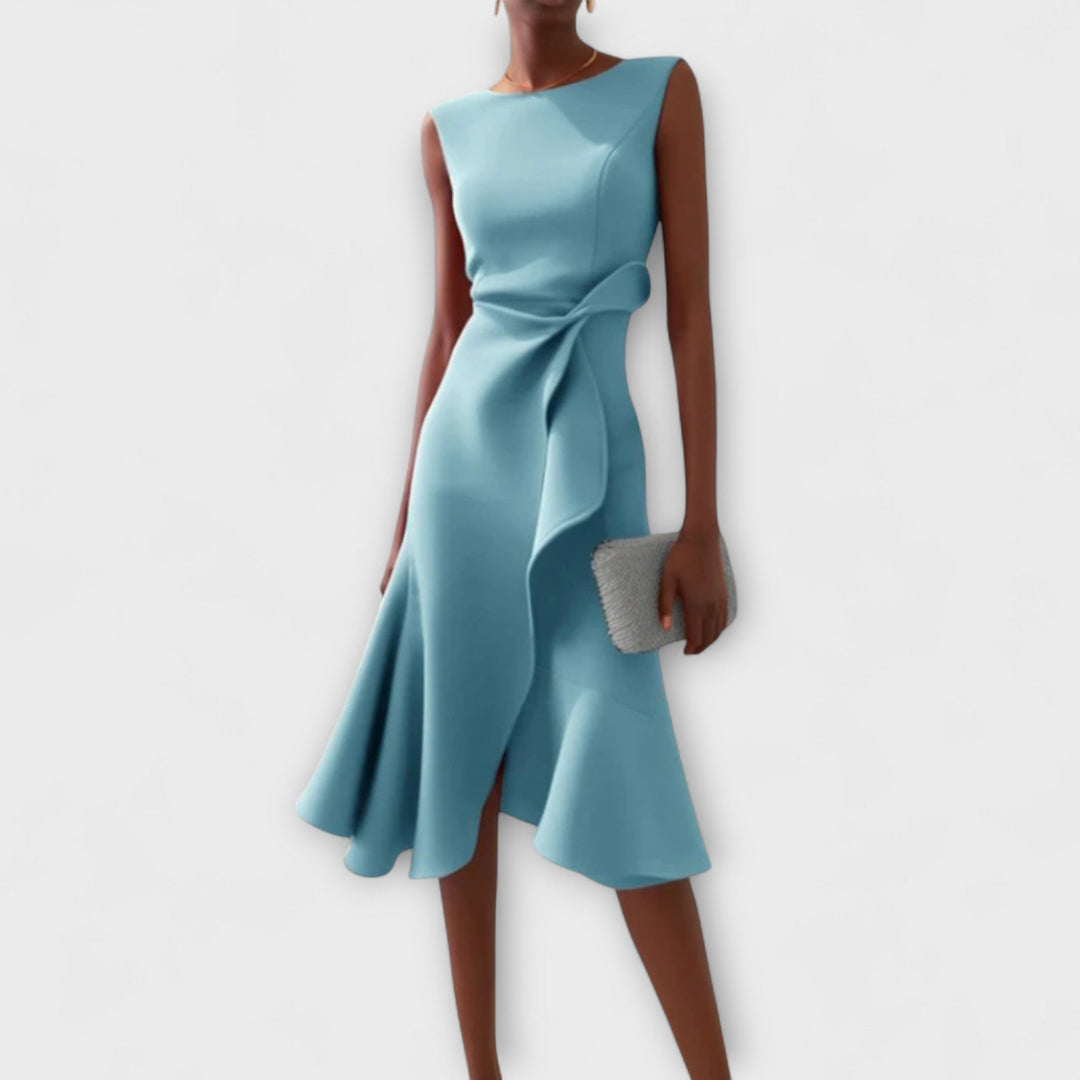 Juliette – Asymmetrisches Midi-Kleid mit Drapierung