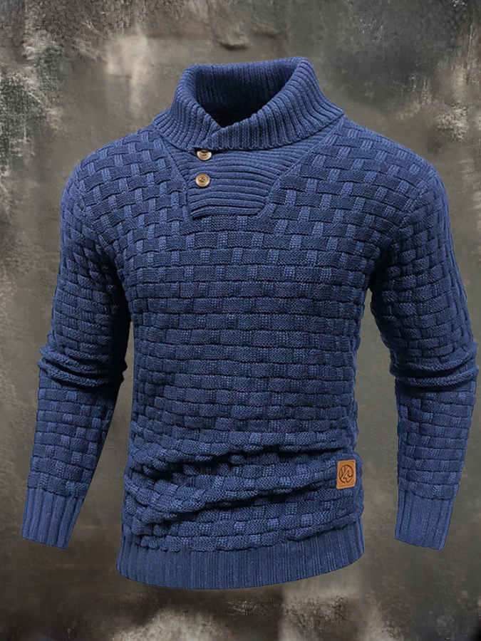 Elio - Strukturpullover mit hohem Kragen