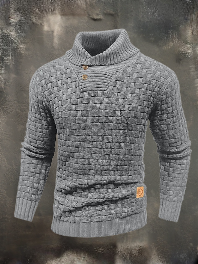 Elio - Strukturpullover mit hohem Kragen