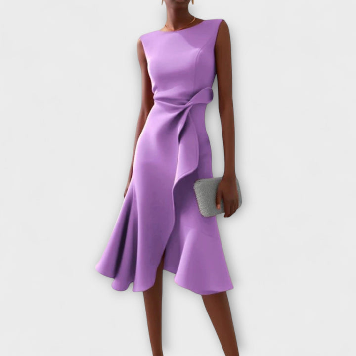 Juliette – Asymmetrisches Midi-Kleid mit Drapierung