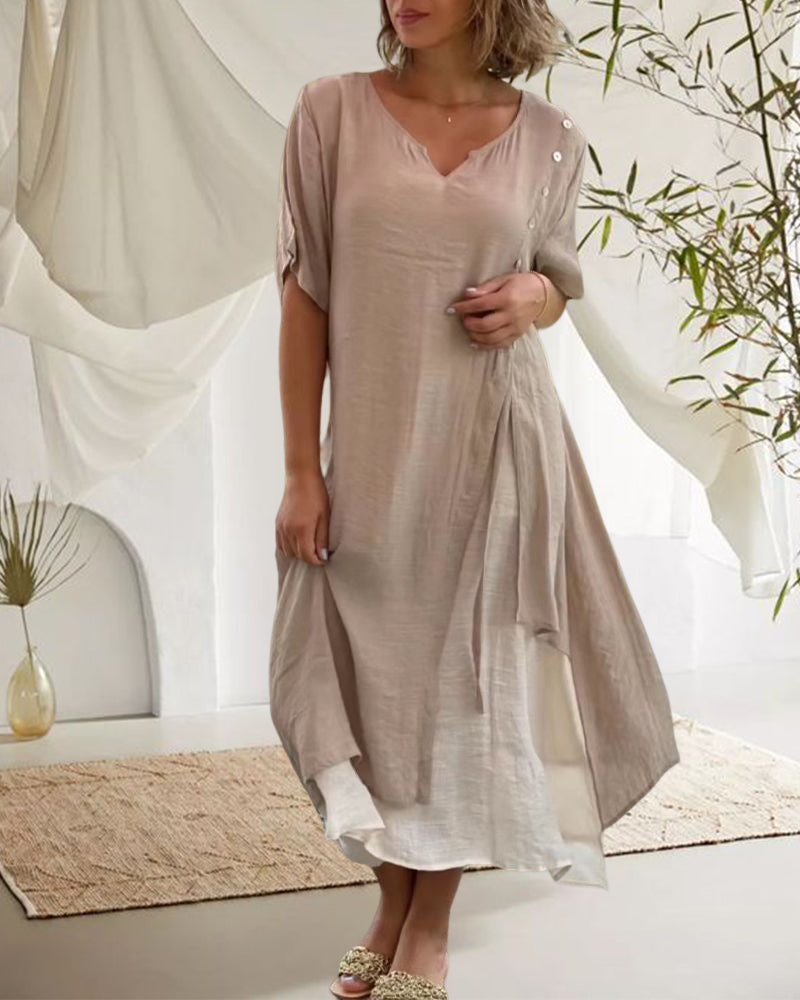 VELISSA -  Asymmetrisches Kleid mit kurzen Ärmeln
