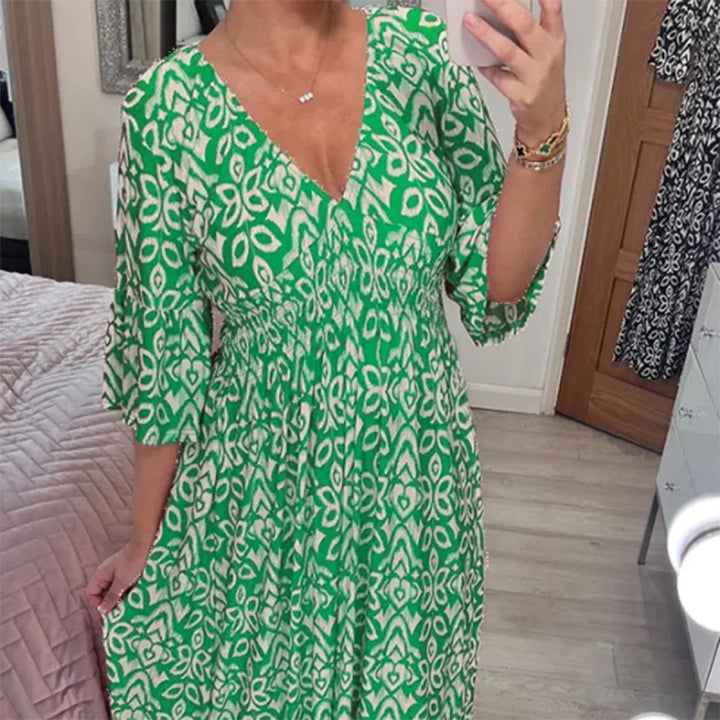 EMILIA - Geblümtes Kleid mit V-Ausschnitt