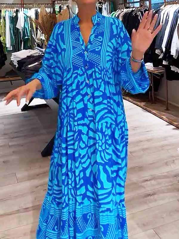 Caroline - V-Ausschnitt Kleid mit Print