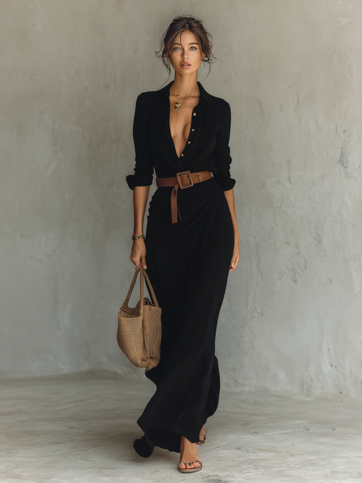 Senna - Maxikleid mit Reverskragen