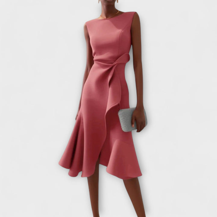 Juliette – Asymmetrisches Midi-Kleid mit Drapierung