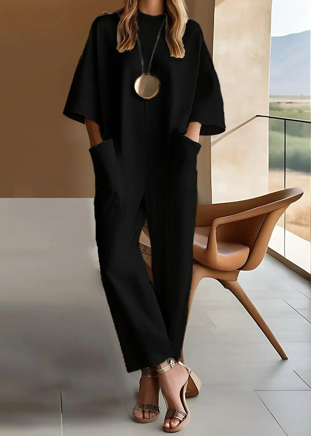 JOLINA - Eleganter Kurzarm-Jumpsuit