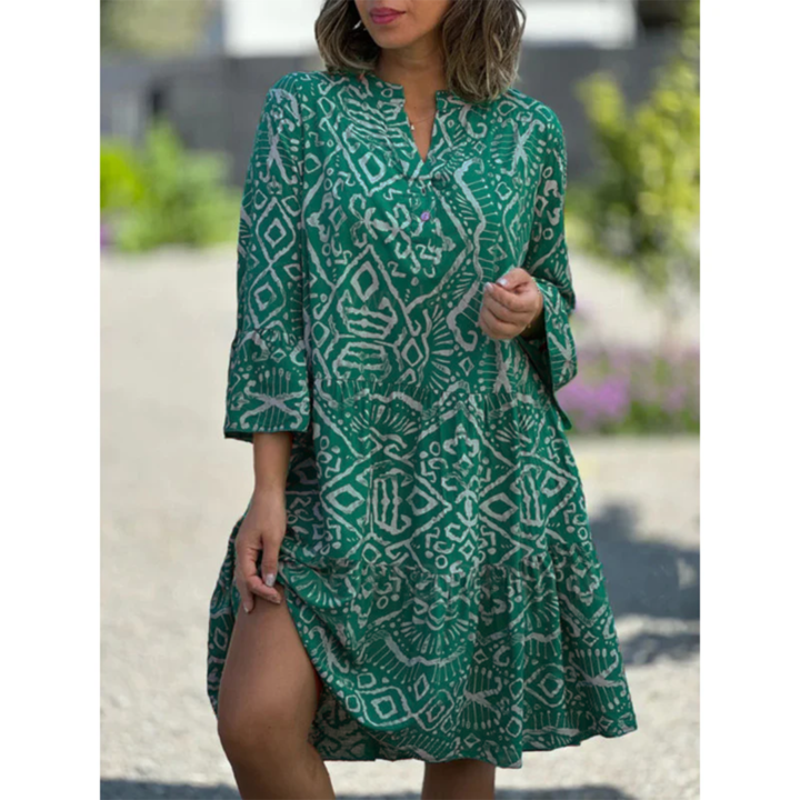 RINA - Bedrucktes Kleid mit lockerem V-Ausschnitt