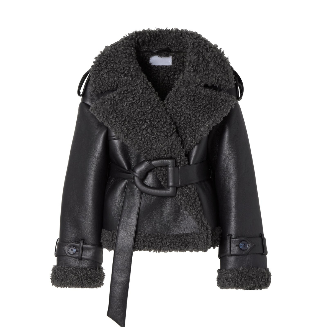 Elvira - Gürtel-Shearling-Mantel