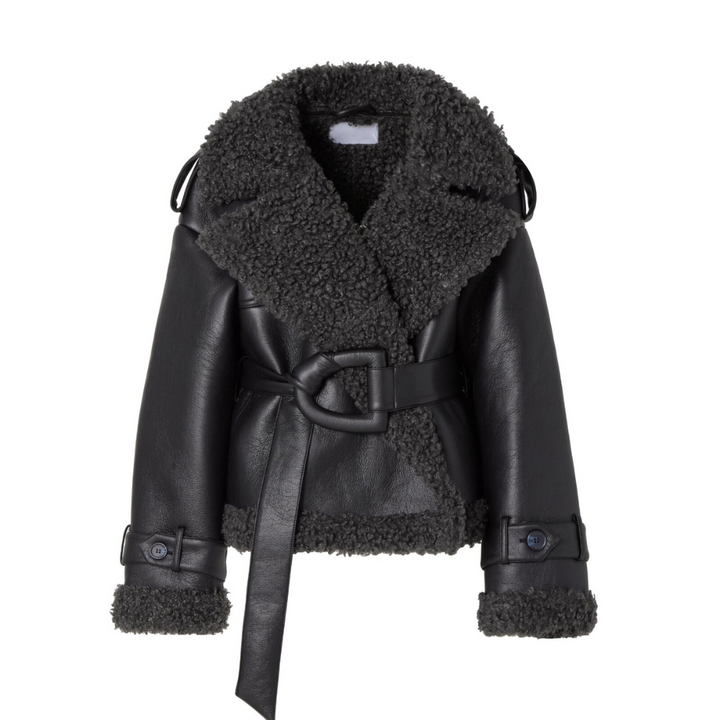 Elvira - Gürtel-Shearling-Mantel