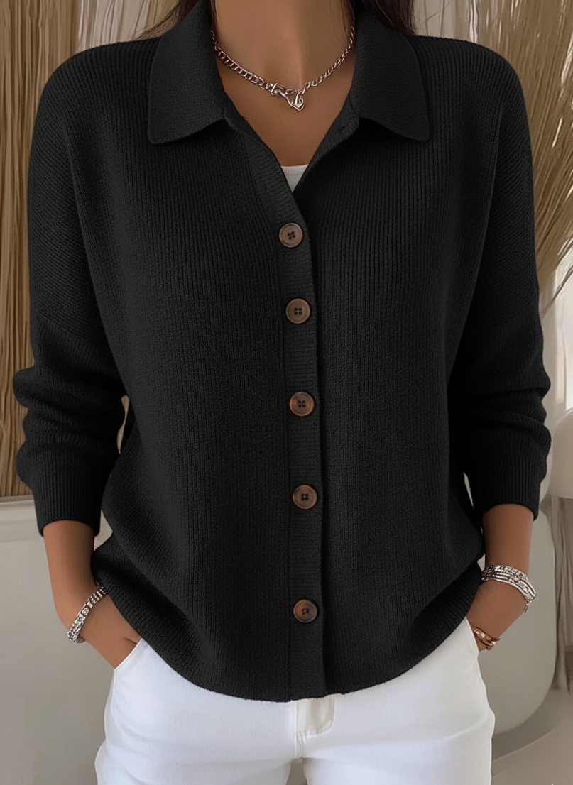 Helena - Weiche, elegante Bluse mit Kragen und Knopfverschluss