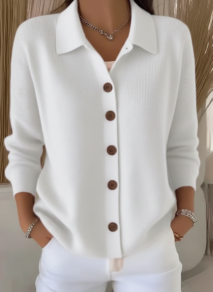 Helena - Weiche, elegante Bluse mit Kragen und Knopfverschluss