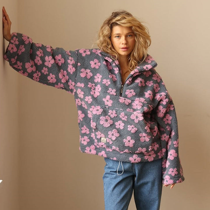 Daisy - Fleece-Pullover mit Blumenmuster