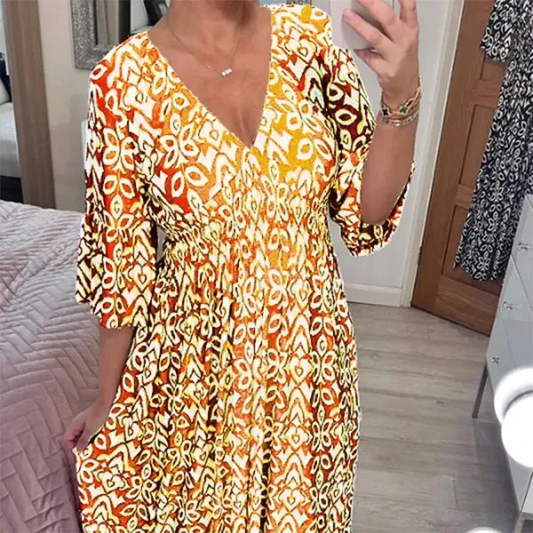 EMILIA - Geblümtes Kleid mit V-Ausschnitt