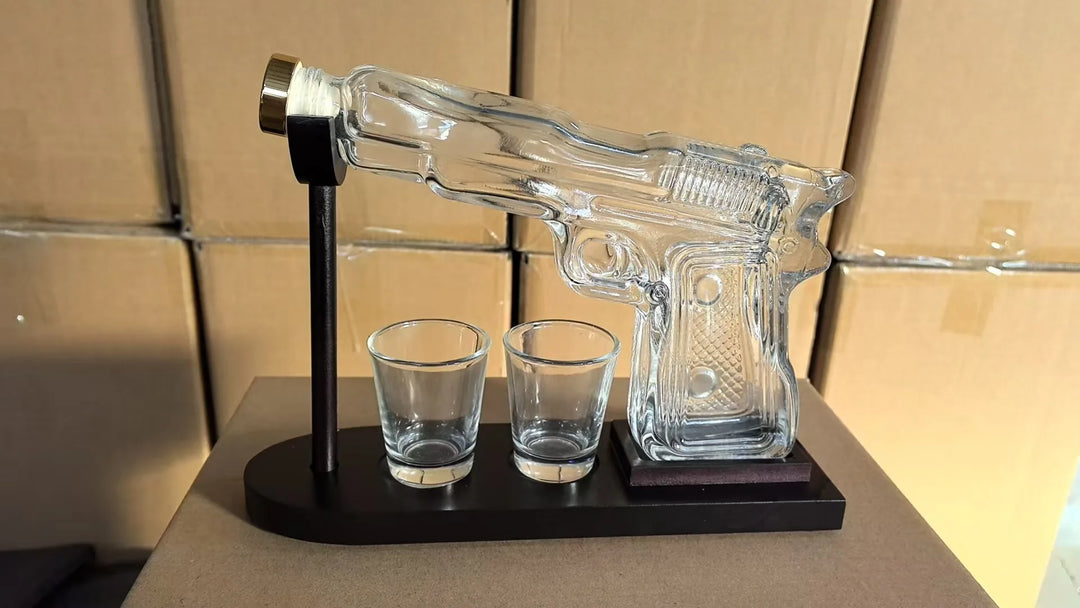 Pistolen-Dekanter aus Glas – Handgefertigte Whiskyflasche