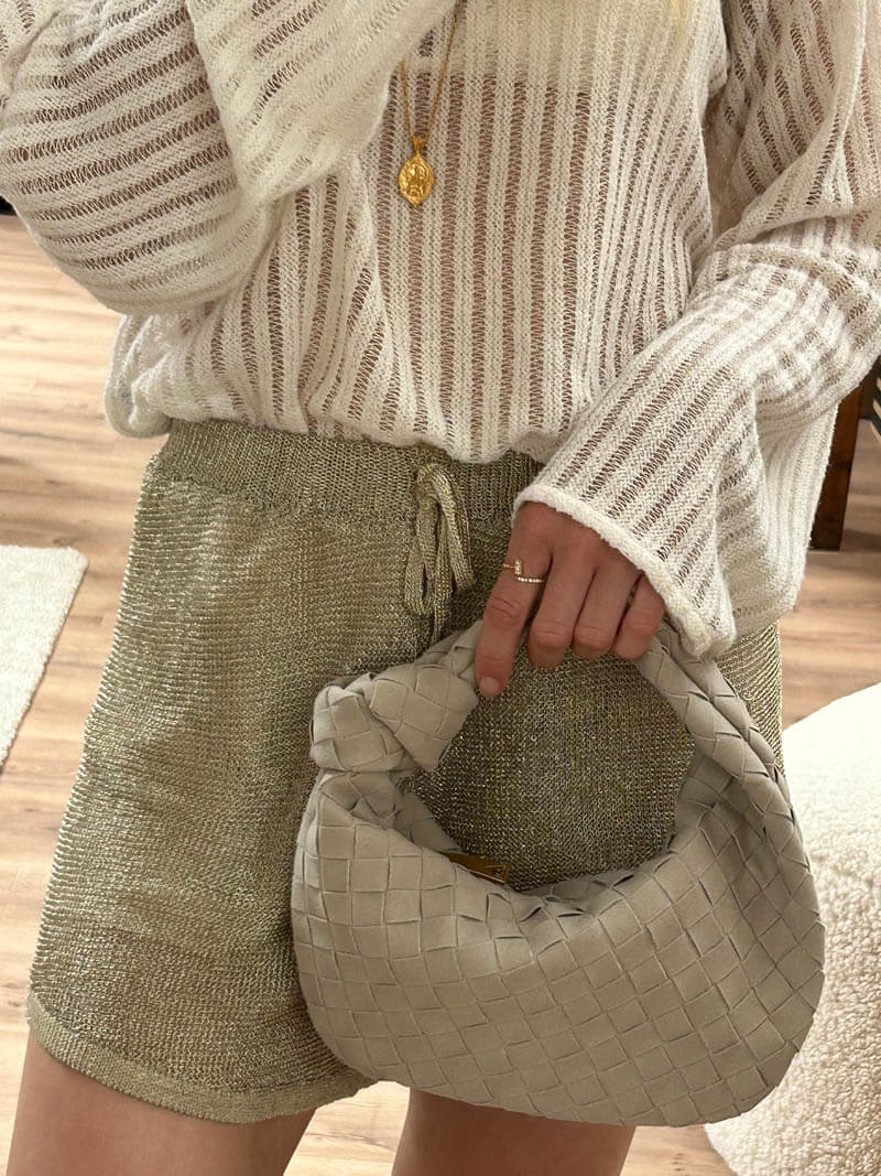 TINA - Gewebte mini suede Tasche