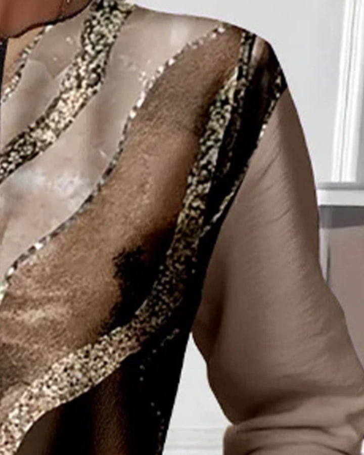 Lera - Sweatshirt mit halbem Reissverschluss und Vintage-Druck