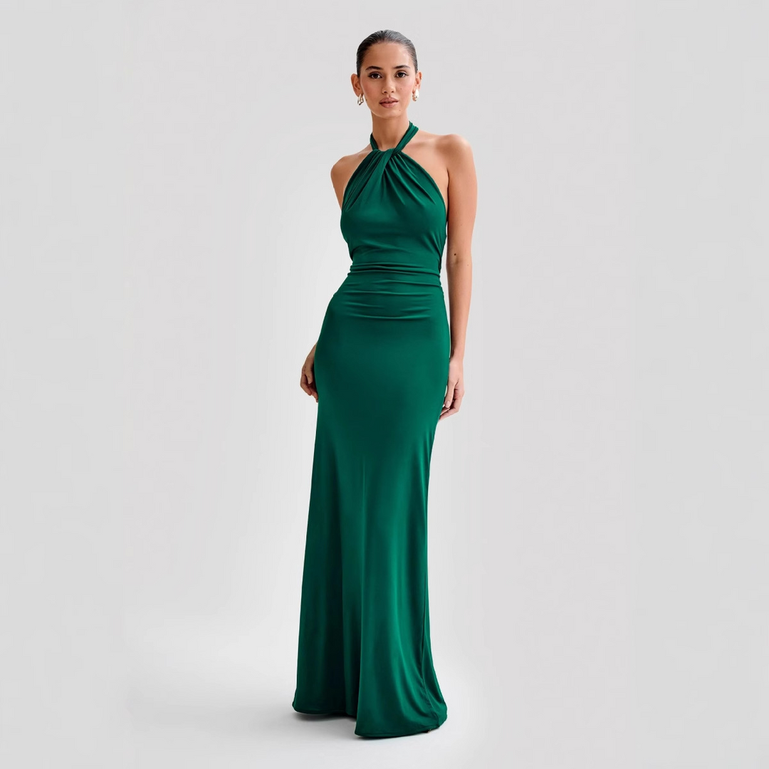 Melanie - Kurviges Seidenkleid mit Halfter