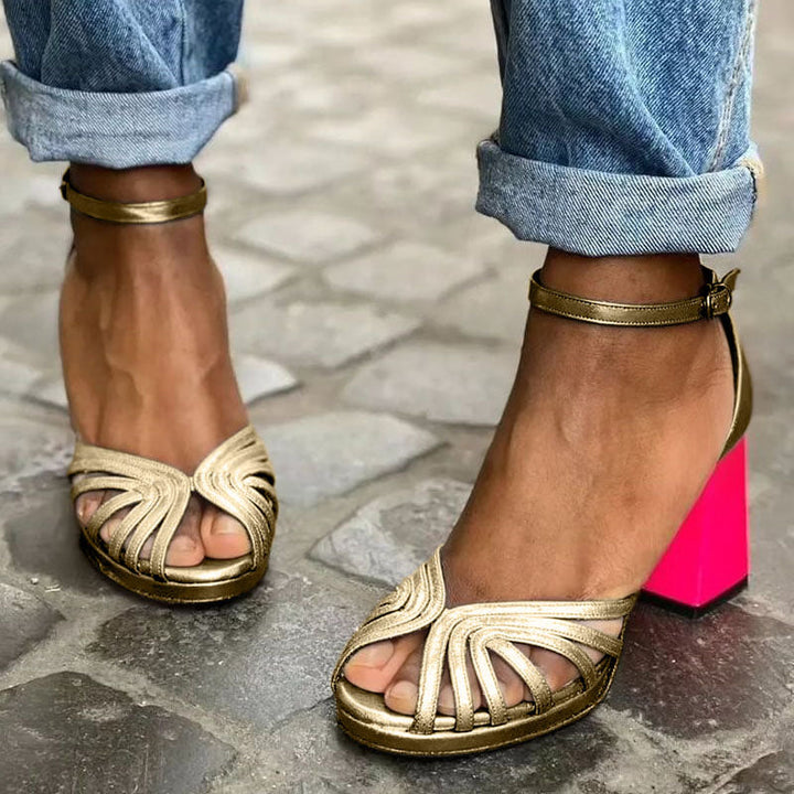 Milviana - Klassische Sandalen mit Knöchelriemen und offenen Zehen