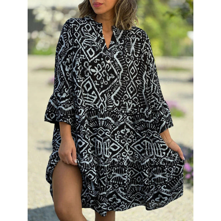 RINA - Bedrucktes Kleid mit lockerem V-Ausschnitt