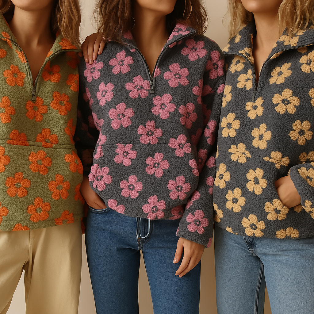 Daisy - Fleece-Pullover mit Blumenmuster