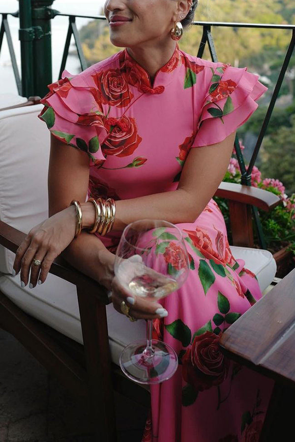 LENIA – Modernes Kleid mit Stehkragen und Glockenärmeln