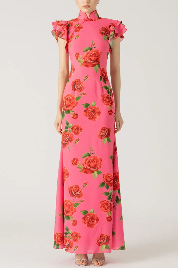 LENIA – Modernes Kleid mit Stehkragen und Glockenärmeln