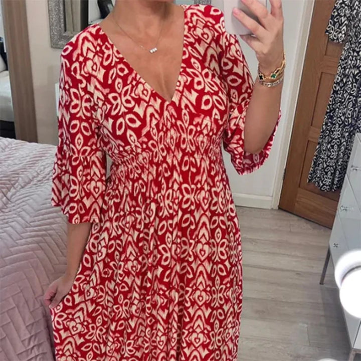 EMILIA - Geblümtes Kleid mit V-Ausschnitt