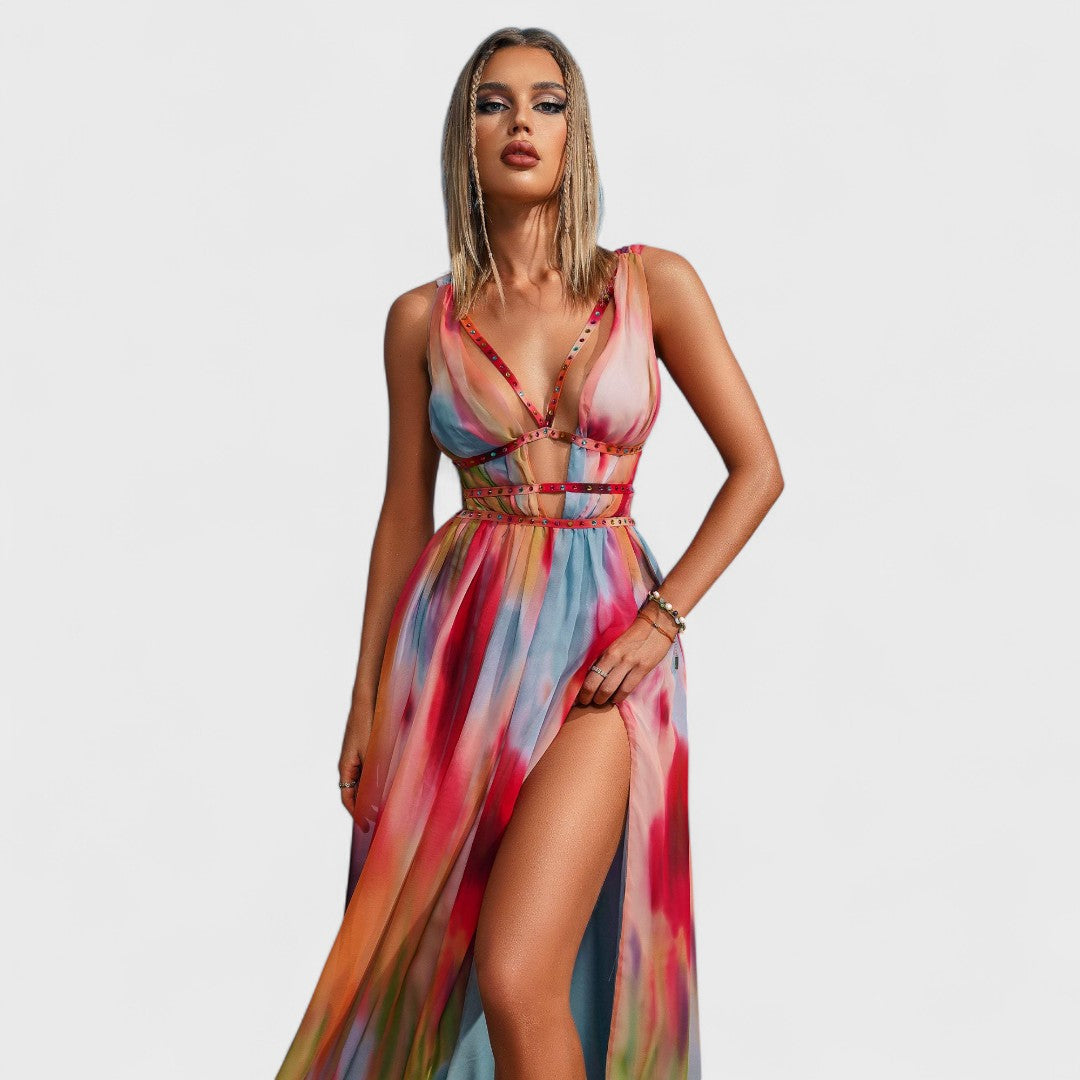 FREYA - Langes gemaltes Kleid