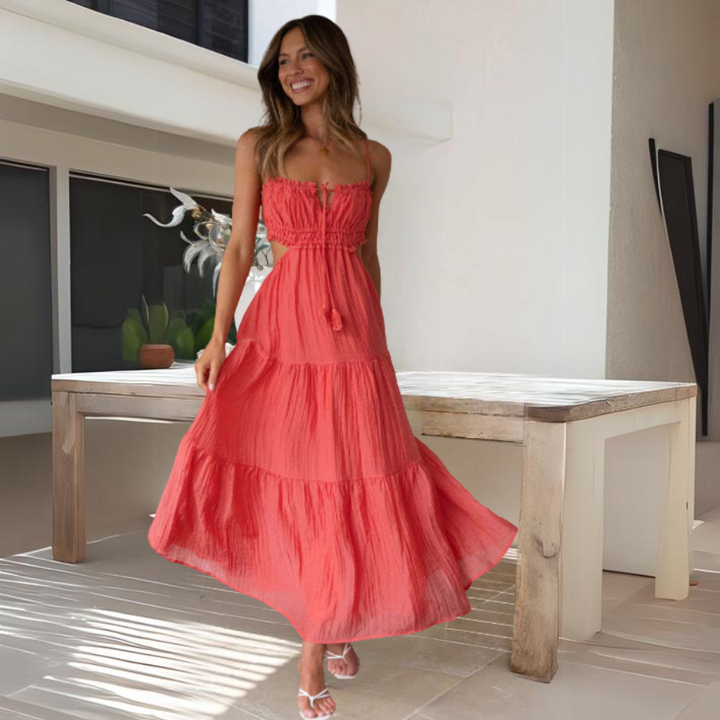 ROSA - Elegantes Sommer-Midikleid mit dünnen Trägern